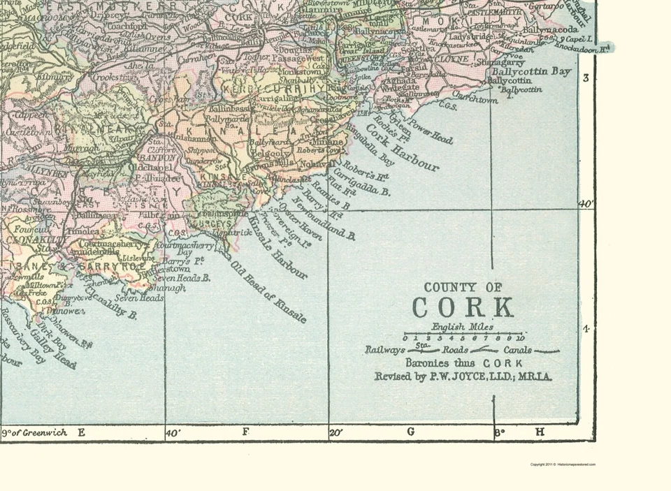 Historic Map - Cork County Ireland - Bartholomew 1882 - 23 x 31.43 - Image 3 of 4