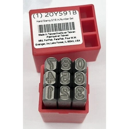 Zoro Select 20Y591 Hand Stamp,3/16 In,Number Set