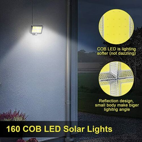 Garage Lamp Solar 160COB LED Motion Sensor Security Flood Light Wall Garden Yard - Picture 3 of 10