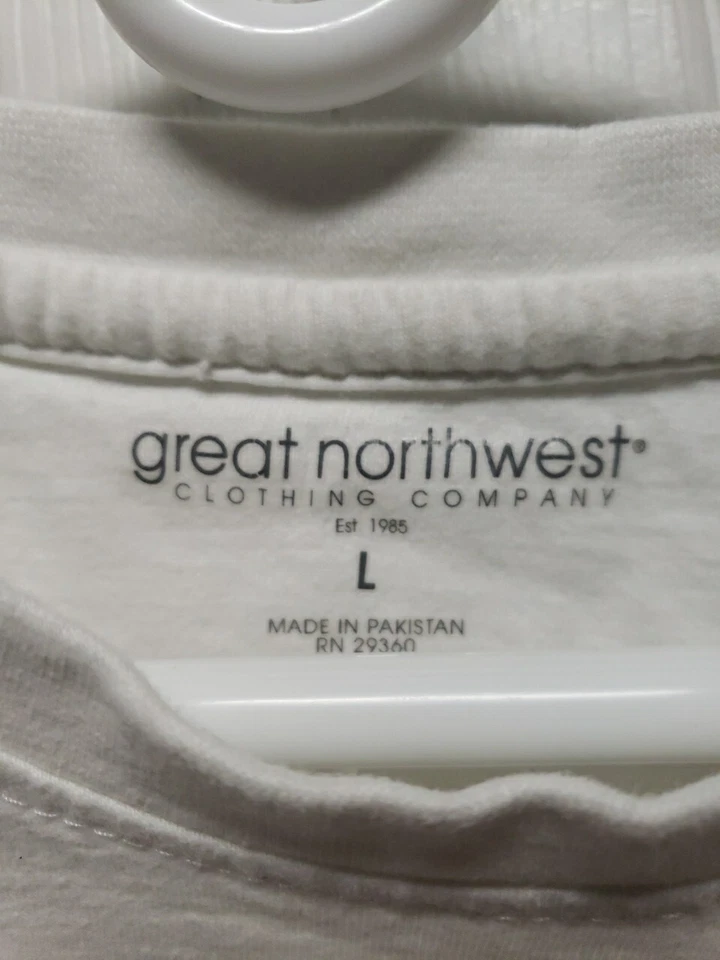 Camiseta blanca para hombre talla L gran noroeste manga corta bolsillo elástico  Foto 2 de 4