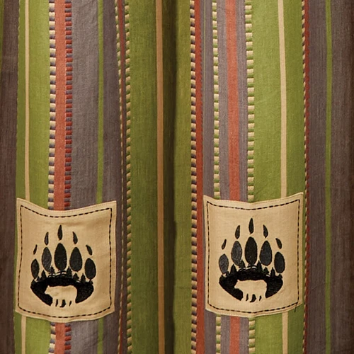 Park Designs Shenandoah Stripe Bear Patch Shower Curtain - Thumbnail 2