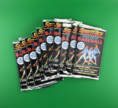 Vintage Lot of 10 Sportflics Unopened Baseball Card Packs 1987 Magic Motion