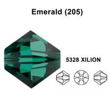 4mm Emerald green 205 Genuine Swarovski crystal 5328 XILION Bicone Beads