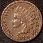 1884 Indian Cent, Sharp Extra Fine, Tough Early Date, Look!
