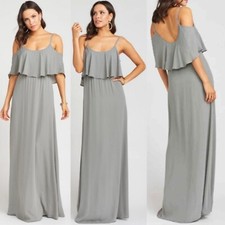 Show me your mumu Caitlin size Xl chiffon cold shoulder party maxi dress gray