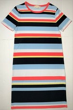 Michael Kors Multicolor Striped Stretch Short Sleeve Mini T-Shirt Dress Womens S