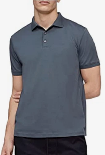 65 Calvin Klein Men s S S Liquid Touch Polo Shirt Cotton Stormy
