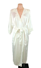 Adonna Ivory Shiny Lace Satin Bridal Stunning Wedding Dressing Robe VTG 90s L