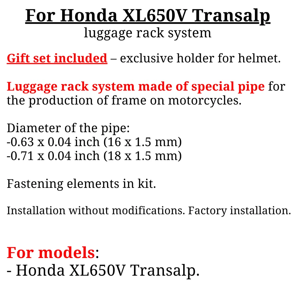 Para Honda XL 650 V Transalp Portaequipajes Sistema Lateral Transalp 650, Bonus Foto 3 de 4