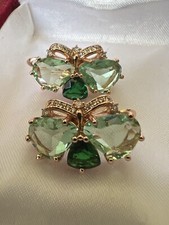 14k Rose Gold Plated Natural Zircon Butterfly Emerald English Lock Earrings