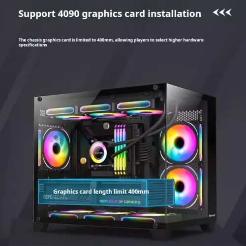 Black USB3.0 Tempered Glass M-ATX Tower Gaming PC Computer Case w/ ARGB FAN