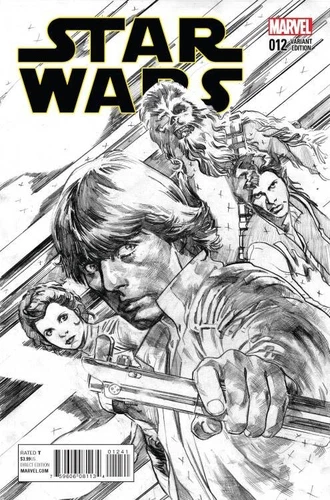 STAR WARS #12 1:100 STUART IMMONEN B&W SKETCH VARIANT 2015 MARVEL 100124