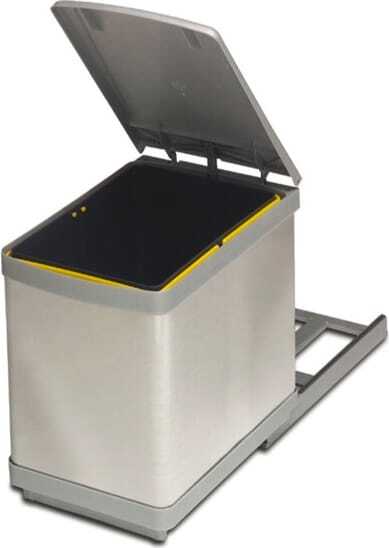 ROMAGNA PLASTIC Pattumiera Sottolavello Estraibile 16Lt Plastica e Inox 280