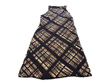 ELLAVIE Anthropologie 100% Silk Tank Dress Black Taupe Chocolate Brown EUC sz 4