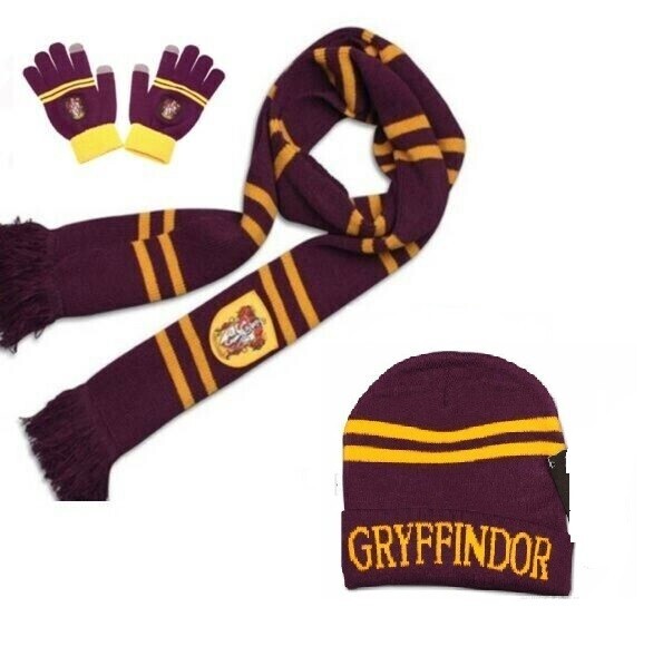 Harry Potter Gryffindor House Scarf+Cap/Hat Gloves Soft Warm