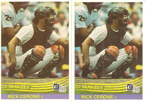 2 CARD 1984 DONRUSS RICK CERONE BASEBALL CARD LOT #492