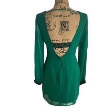 Ark & Co Sz Small Mini Dress Small Chiffon Deep V-Back Coquette Party Wedding