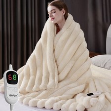 Heated Throw Blanket, Faux Fur Cozy Heating Blanket with Overheat Protection,...