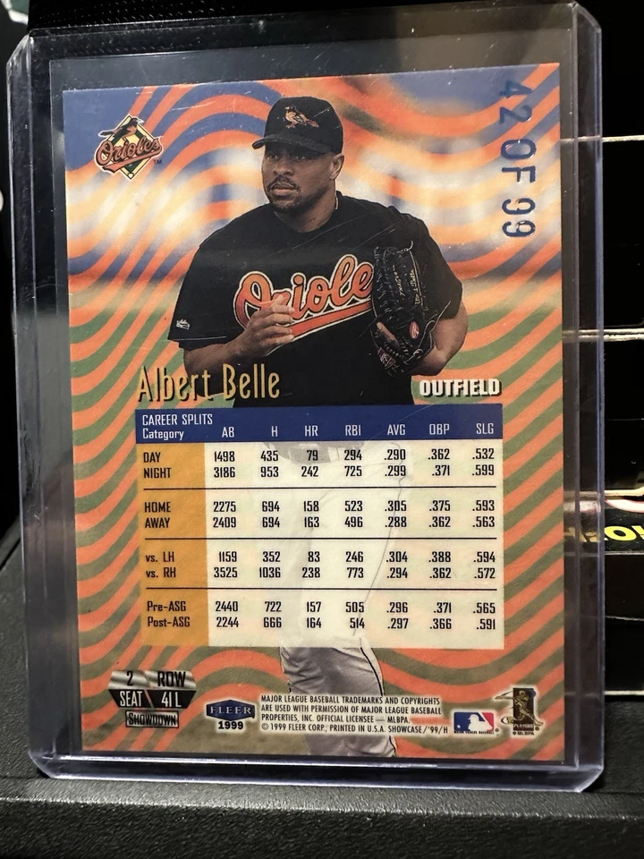 1999 Flair Showcase ALBERT BELLE Legacy Collection Passion Row 2 Gold Foil /99 - Image 2 of 2