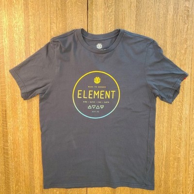 Element Men's Medium Blue Short Sleeve 100% Cotton T-Shirt Logo Graphic