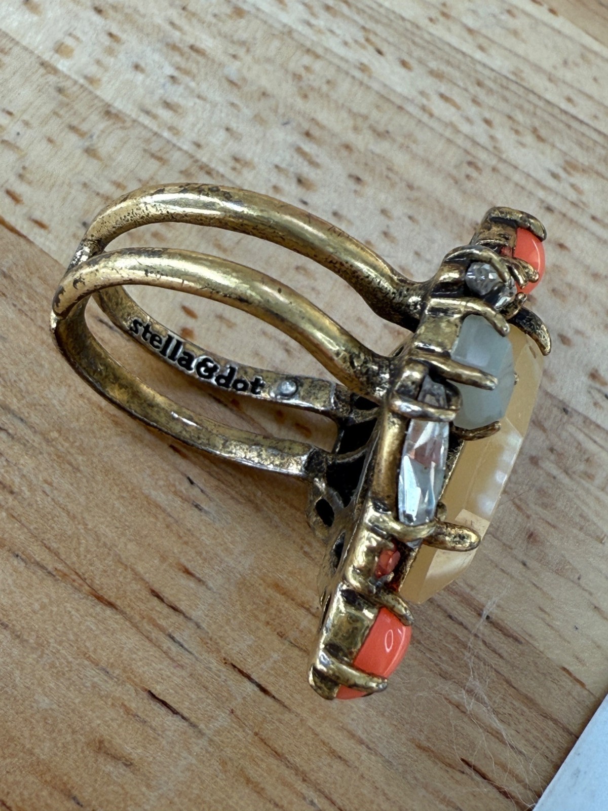 Stella & Dot Statement Ring With Yellow Marquise … - image 2