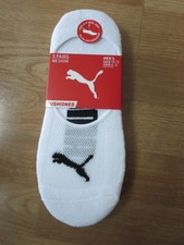 NWT Puma Socks Mens White 3 Pack Ped No Show Size Shoe 8-12