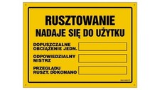 ZNAK - OA145 Rusztowanie zdatne do użytku Dopuszczalne obciążenie 200 kg/m2 80 x