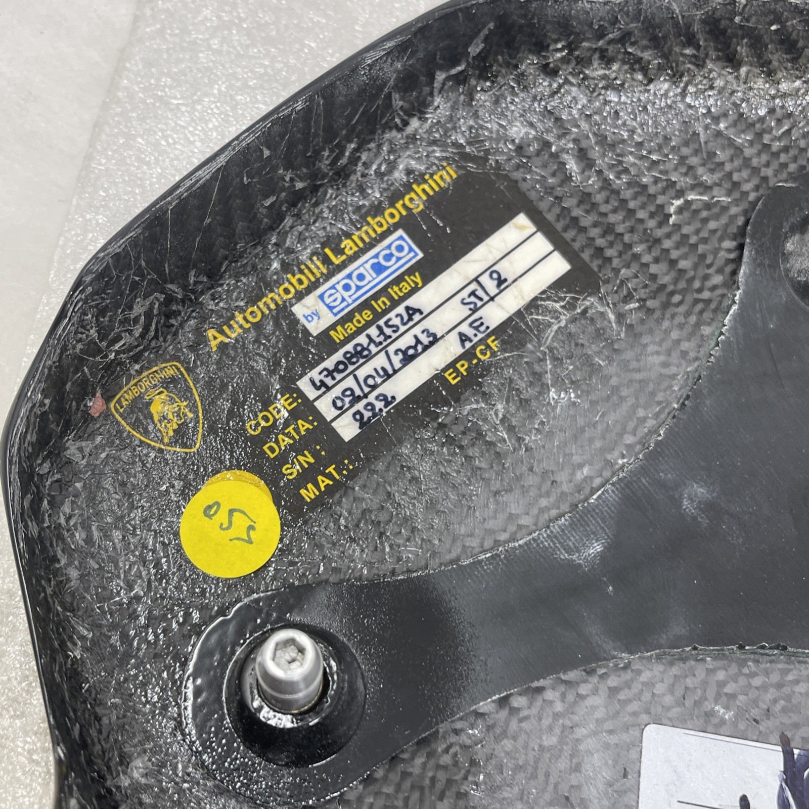 OEM Lamborghini Carbon Fiber Headrest Cover Aventador 470881152A, Has Scratches