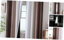 Ombre Blackout Curtains for 52"W x 84"L Pack of 2 Brown and Greyish White