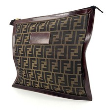 Fendi  Purse Clutch Bag Zucca Leather Nylon A...