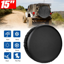 15'' Black DIY Spare Tire Cover Trailer Wheel & Tyre Protector Against Sun Rain