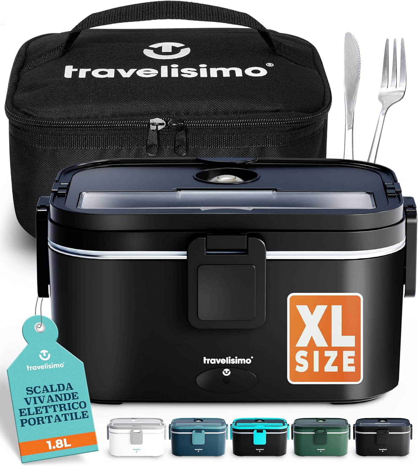 Scaldavivande Elettrico Portatile Extra Grande 1,8L 80W Portapranzo Riscaldabile