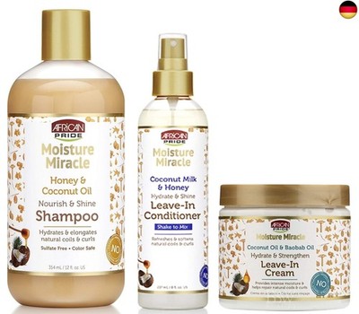Moisture Miracle Shampoo, Leave-in Conditioner und Leave-in Creme SET, Kokosöl,
