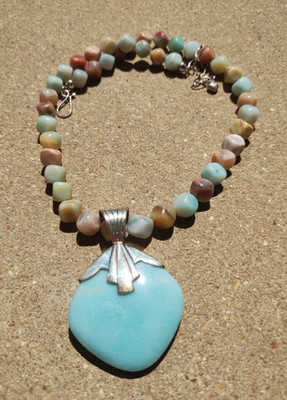 Jay King DTR mine finds Amazonite necklace and pendant set 925 Sterling Silver