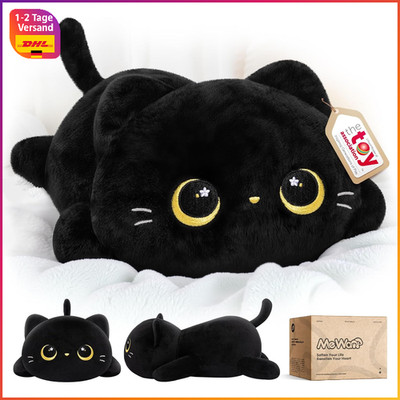 Katzen Plüschkissen Schwarz Kawaii Kuscheltier Matschige Plüschtiere für Kinder