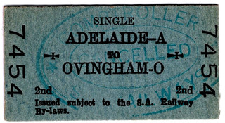 Railway ticket: South Australia: Adelaide to Ovingham