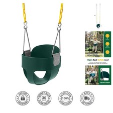 High Back Full Bucket Toddler Swing with Safe Yellow Coated Chains - Easy Setup