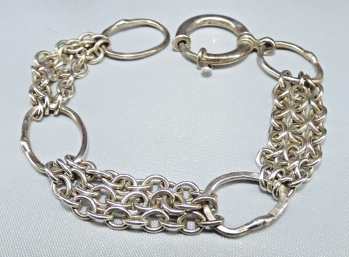 VINTAGE MODERNIST SOLID SILVER BRACELET OVERSIZED BOLT RING STERLING 925