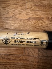 Barry Bonds Autographed Baseball Bat 1990 National League MVP Louisville Slugger