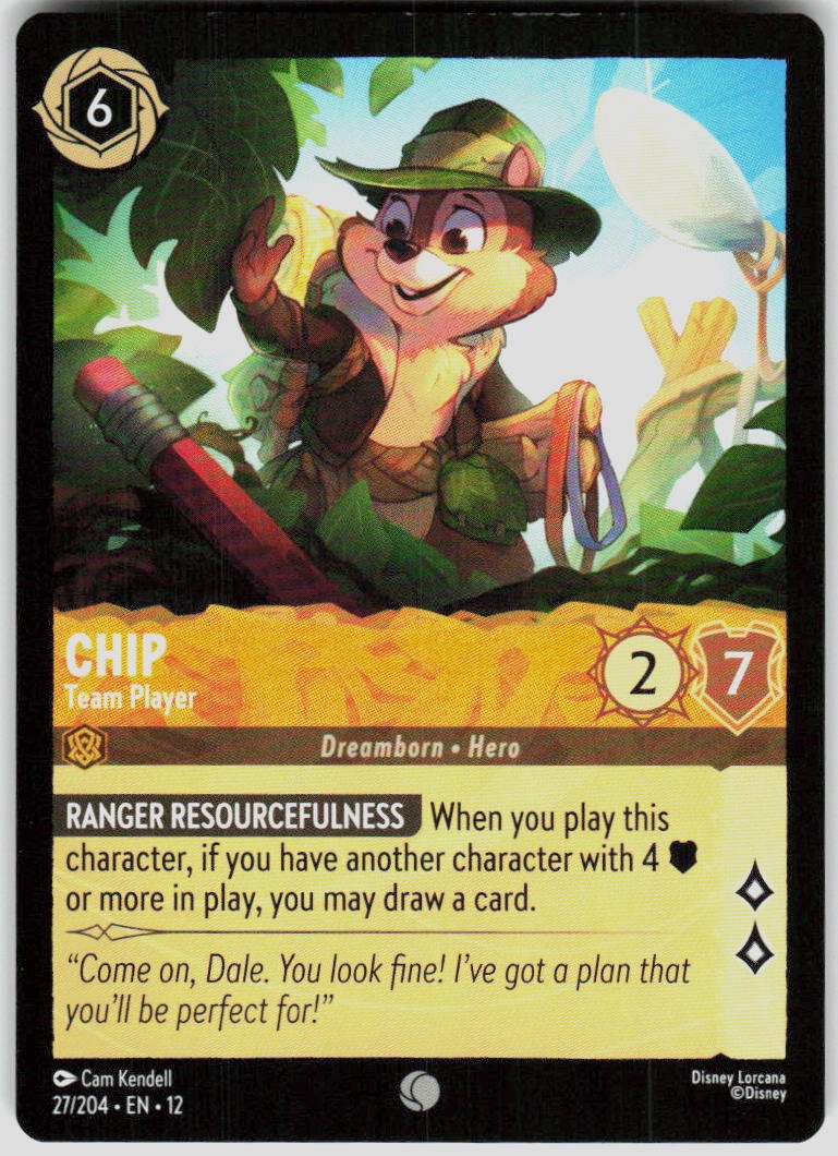 Chip Team Player 27/204 Wilds Unknown Disney Lorcana