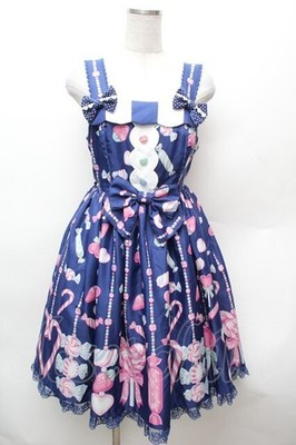 Angelic Pretty Candy Ornament Jumper Skirt JSK Navy Sweet Lolita