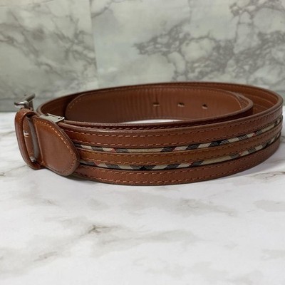 90S Burberry Belt Genuine Leather Brown Nova Men Belt