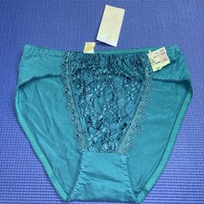 Vintage Rene Rofe Emerald Green Front Scallop Edge Lace Stretch Pantie Bikini M