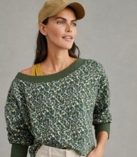 DAILY PRACTICE Anthropologie Printed Boatneck Crop Sweatshirt - L