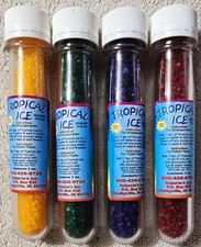 Tropikalny lód Odwodniony żel kwiaciarski 4 kolory zielony pomarańczowy czerwony niebieski 3 tubki nieużyte