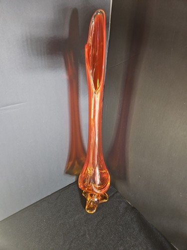 VIKING ORANGE AMBERINA MCM DRAPIERT DREI ZEHEN PERSIMONE GESCHWUNGENE GLASVASE 24,5" - Bild 14 von 23