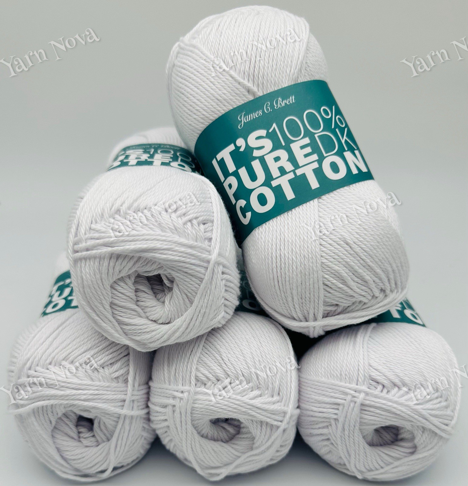 James C Brett It’s Pure Cotton Knitting Crochet Yarn Wool - 5x100g Balls - White