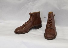VTG VICTORIAN 1890s to 1920s BROWN LEATHER YOUTH ANKLE HI SHOES BOOTS NEVER USED