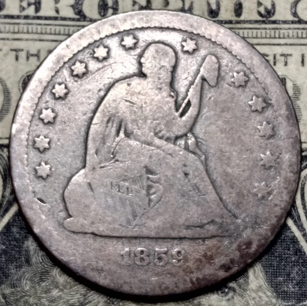 うさうささん専用。 Uncertified 1859 Year Seated Liberty US Quarters (1838-1891) for