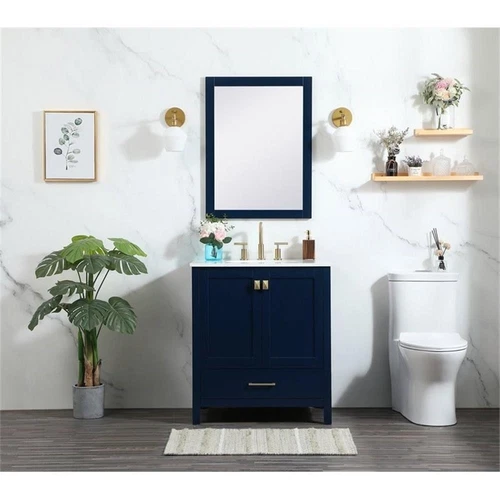 Elegant Decor Irene 30" Zinc Alloy MDF Single Bathroom Vanity in Blue - Picture 6 of 8